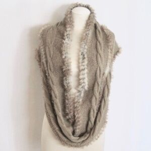 Rudsak Cable Knit Infinity Scarf w/Rabbit Fur